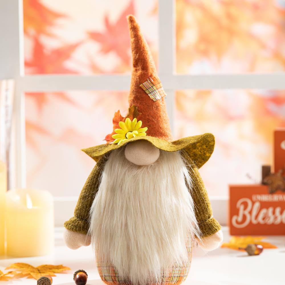 Glitzhome 24 in. H Fall Fabric Gnome Shelf Sitter Decor