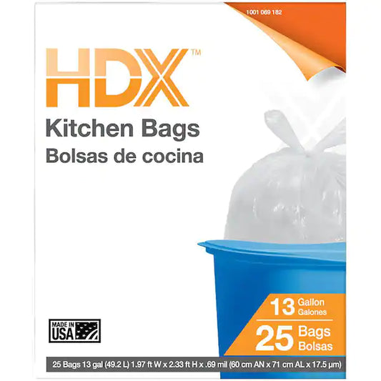 HDX 13 Gallon Kitchen Trash Bags (25-Count)