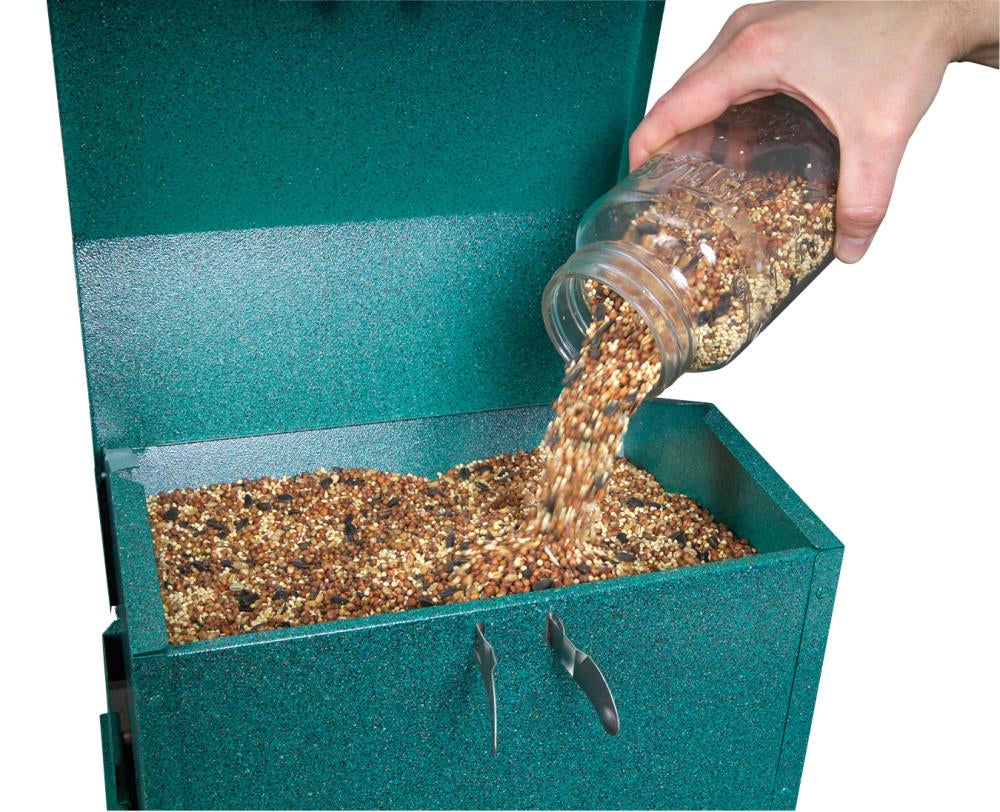 Metal Hanging/Post-Mount Squirrel-Resistant Hopper Bird Feeder - 15-Lb