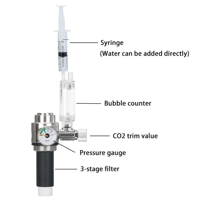 Aquarium CO2 Generator System Kit Stainless Steel CO2 Cylinder Generator System Carbon Dioxide Reactor Kit for Plant Fish