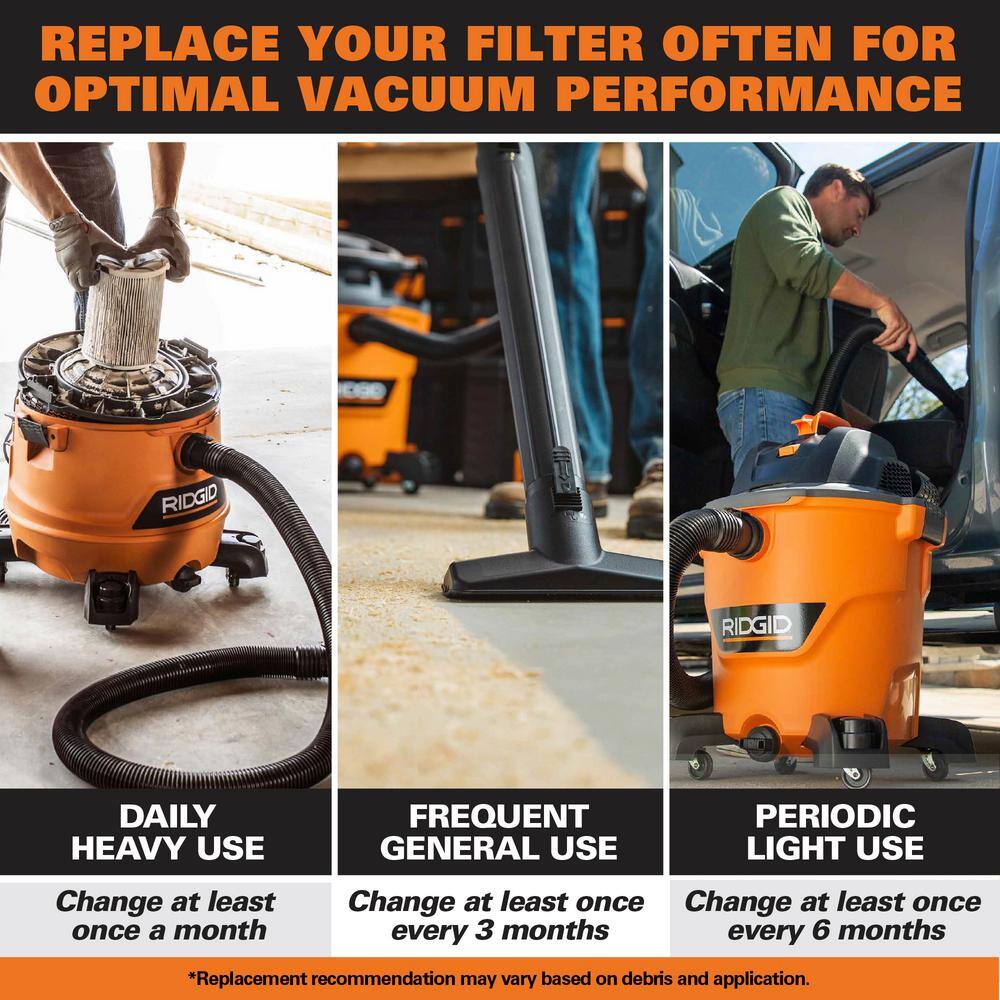 RIDGID 6 Gallon 3.5 Peak HP NXT Wet/Dry Shop Vacuum with Filter, Hose, Wands, Utility Nozzle, Crevice Tool and Dusting Brush