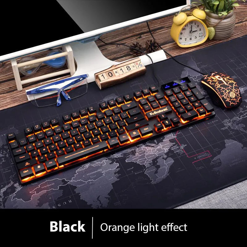 KM320 Keyboard and Mouse Set Waterproof Luminous Game Backlit Keyboard