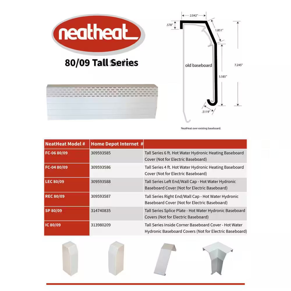 Tall Splice Plate Hot Water Hot Water Baseboard Covers (Not for Electric Baseboard)