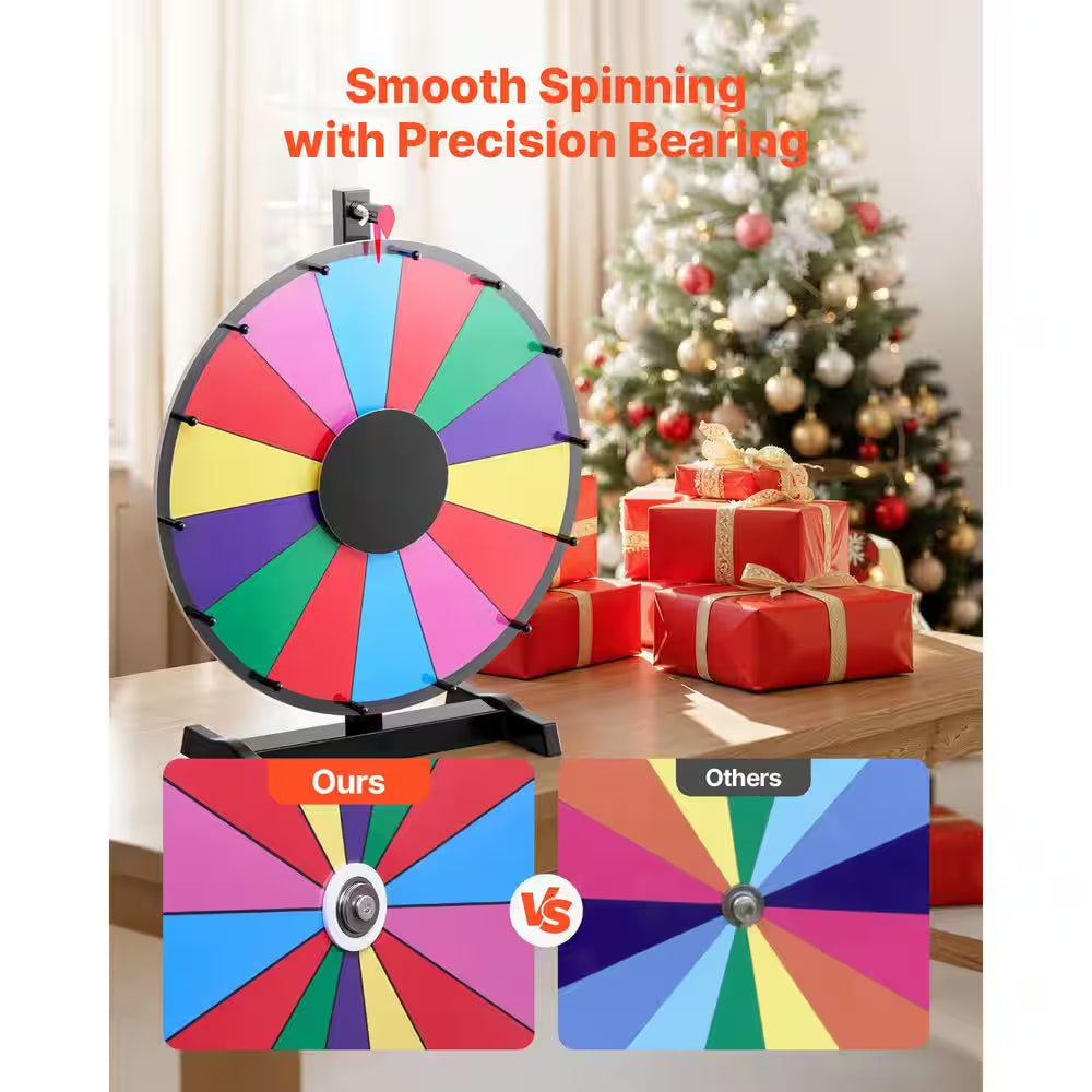 18 In. Spinning Prize Wheel, Heavy Duty Roulette Wheel with a Dry Erase and 2 Markers, Tabletop Spinner