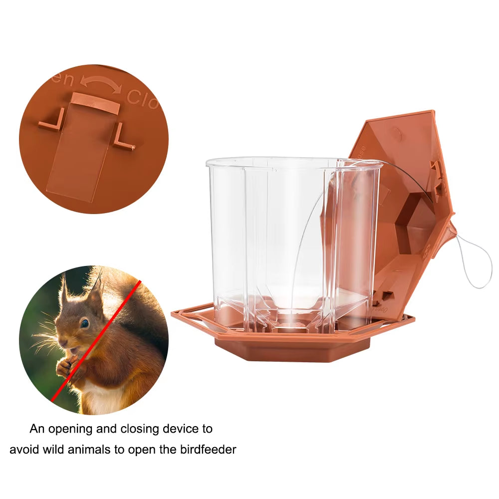 Automatic Bird Feeder Hanging Food Feeding Tool Gazebo Outdoor Birds Feeder Multiple Hole Nut Feeding House Bird Food Container
