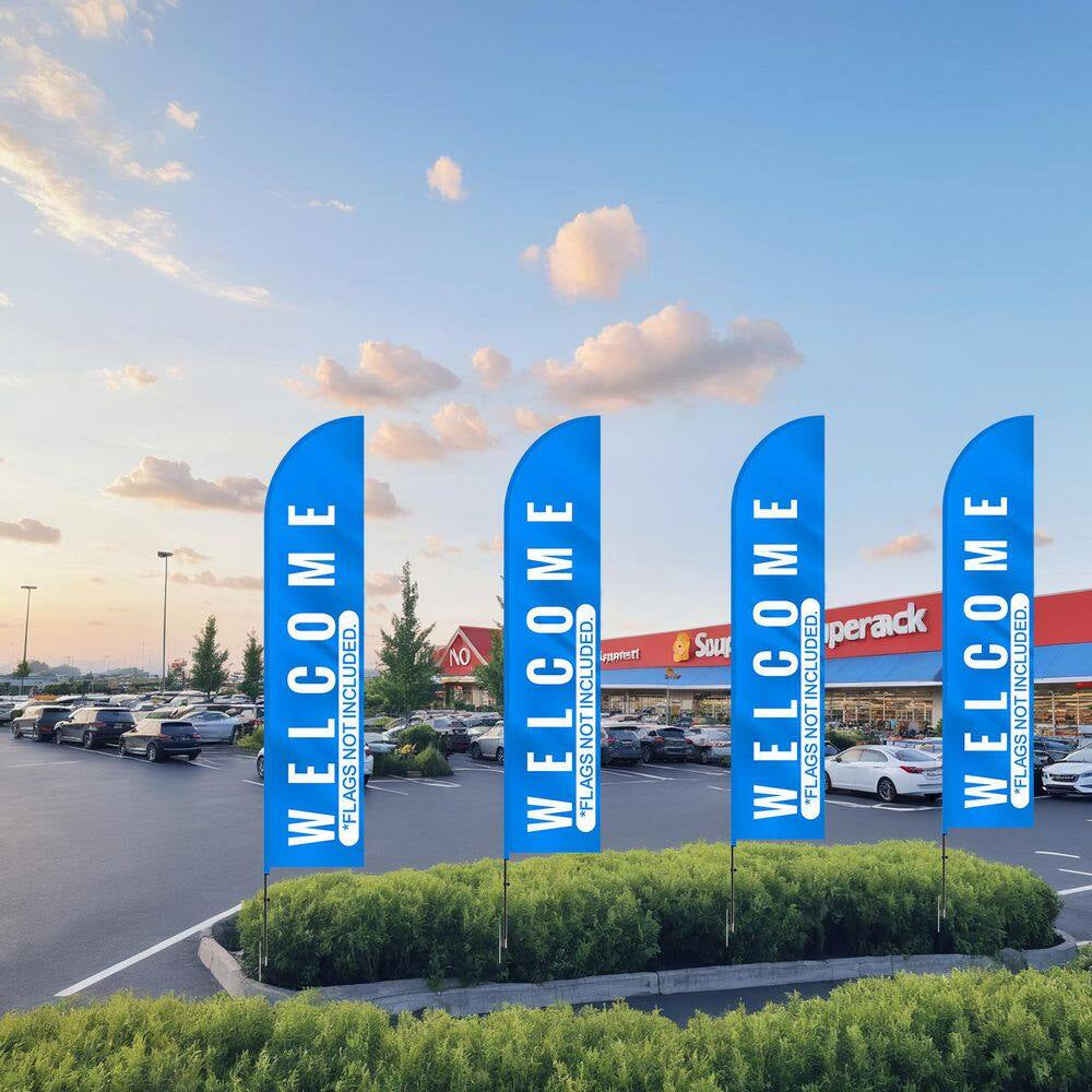 Feather Flag Pole Kit, 3-Pack Swooper Flag Poles 16.3 Ft. for Outdoor Business Advertising, with Ground Stakes, Flagpole