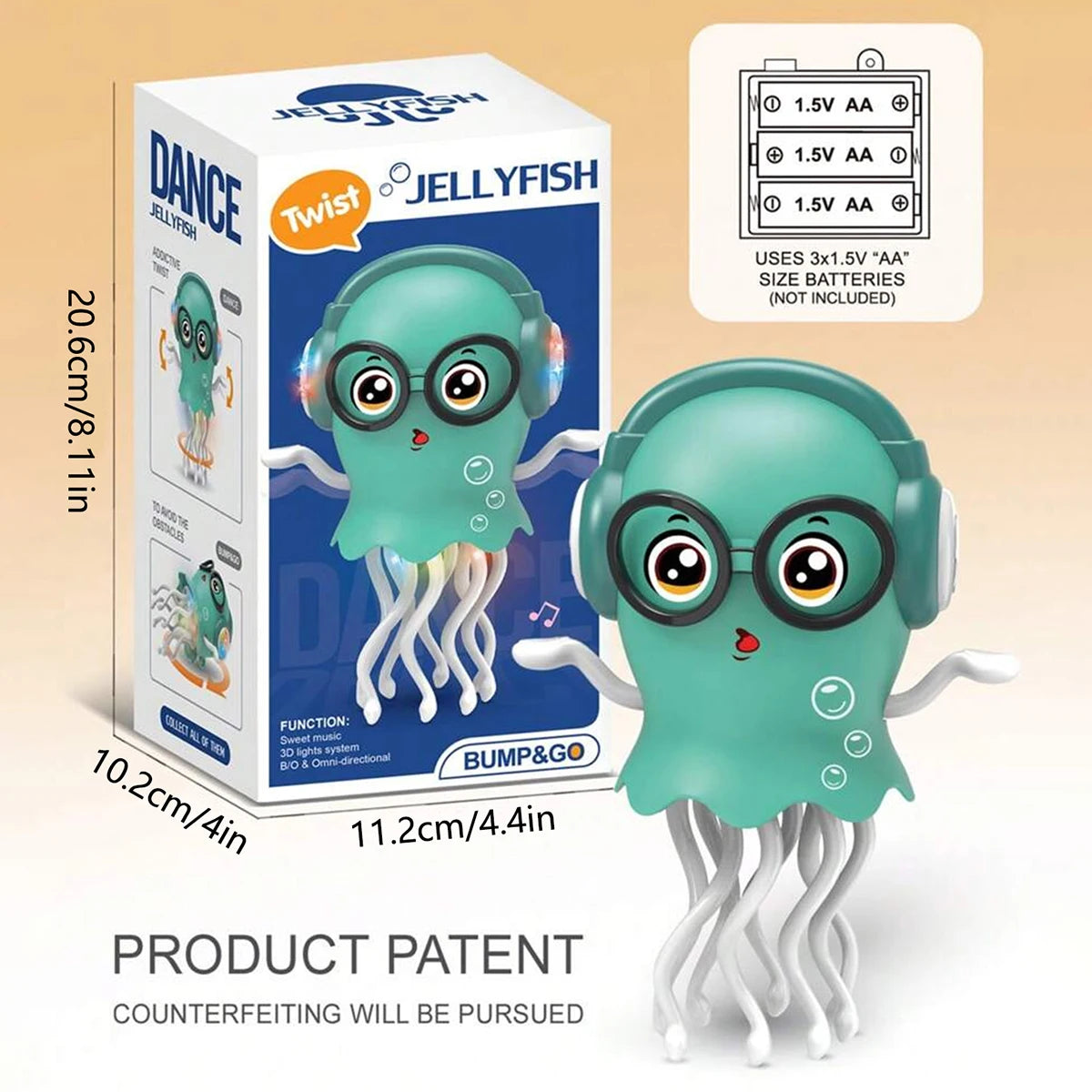 Auto-Sensing Avoiding Dancing Jellyfish Kid Electronic Pet Toys Cartoon LED Development Education Toddler Creative Birthday Gift