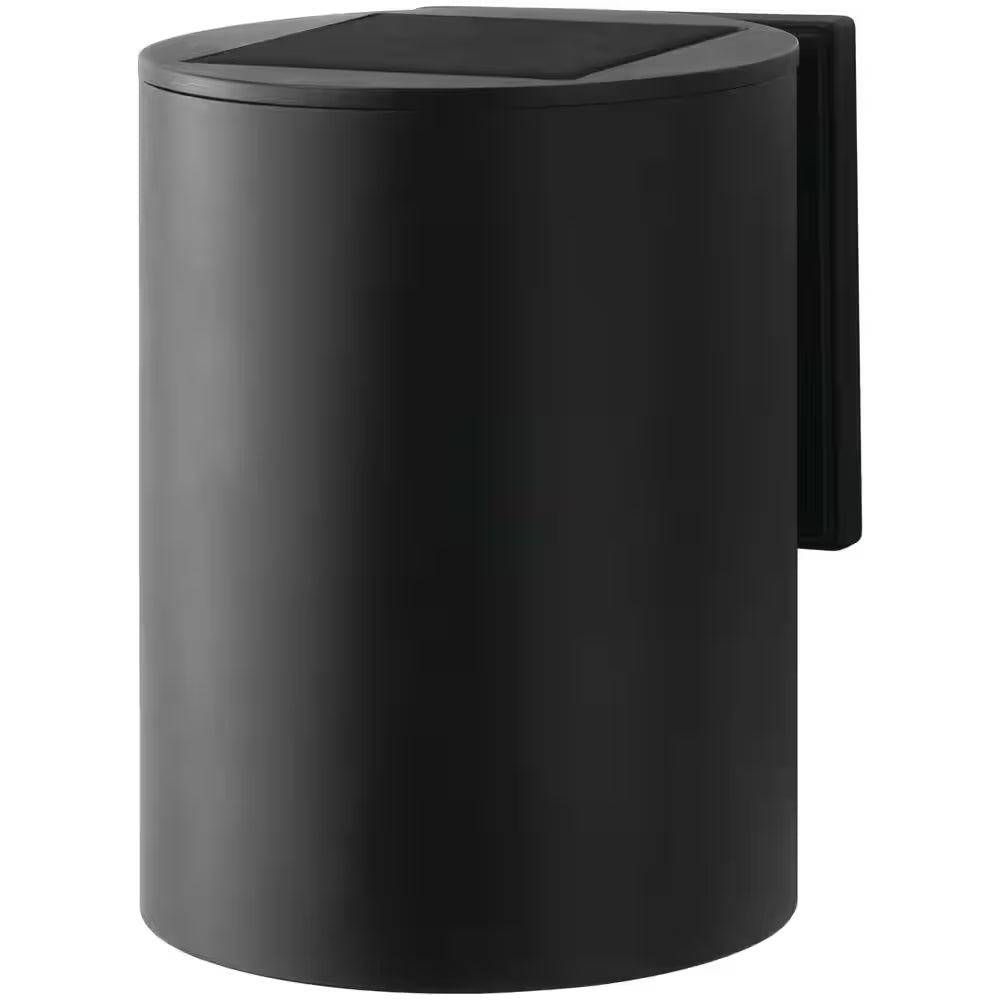 7.8 In. 1-Light Modern Black LED Solar Cylinder Outdoor Wall Light Sconce with Dark Sky Compliance