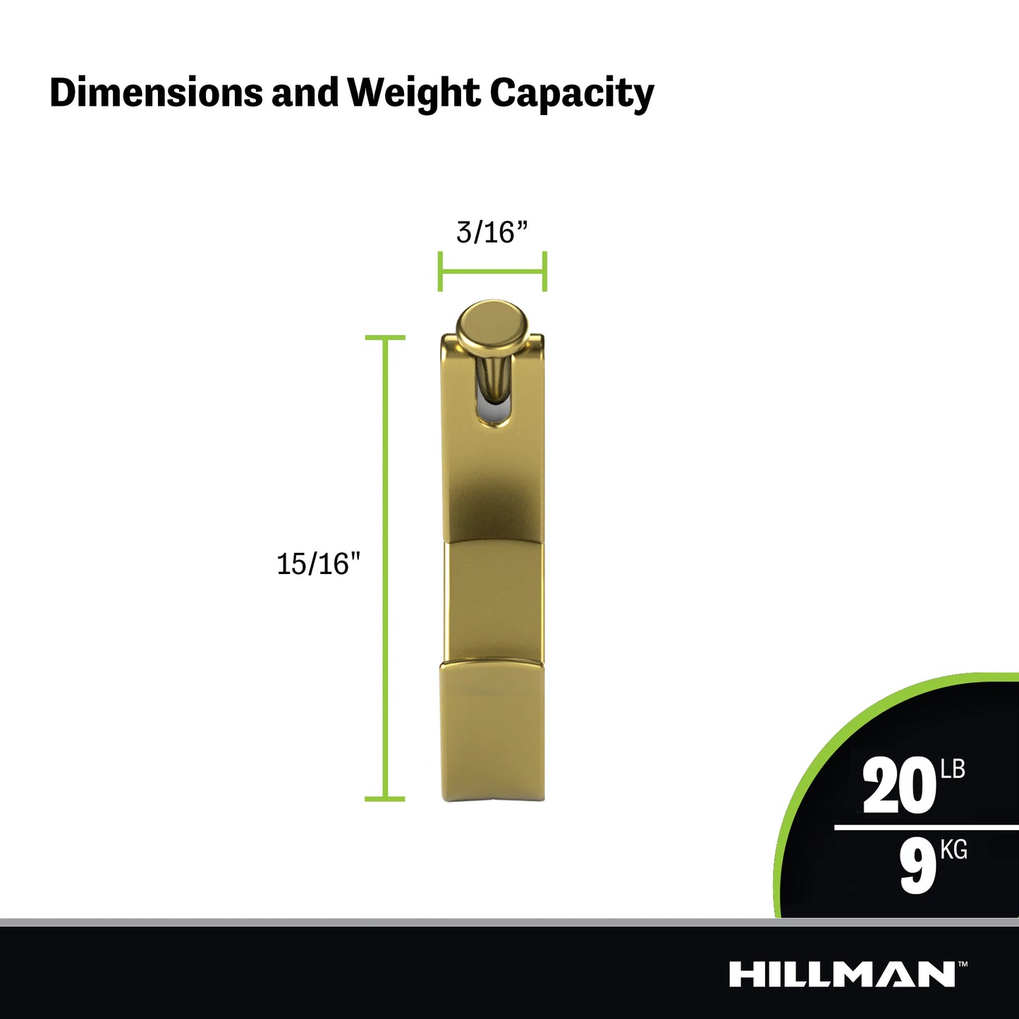 Brass 20-Lb Capacity Hanging Hooks and Nails 50 - Pack