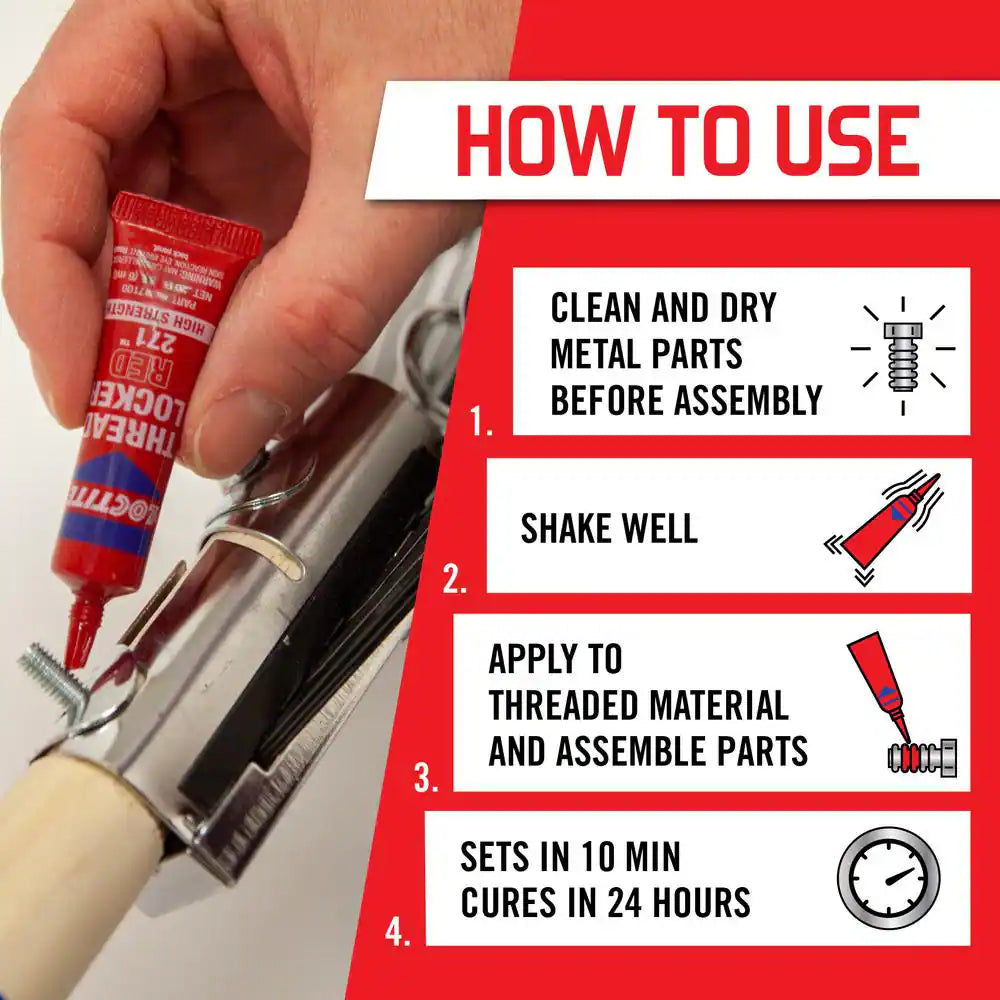 Threadlocker 271 Red Permanent Nut and Bolt Adhesive 0.20 Oz. (Each)