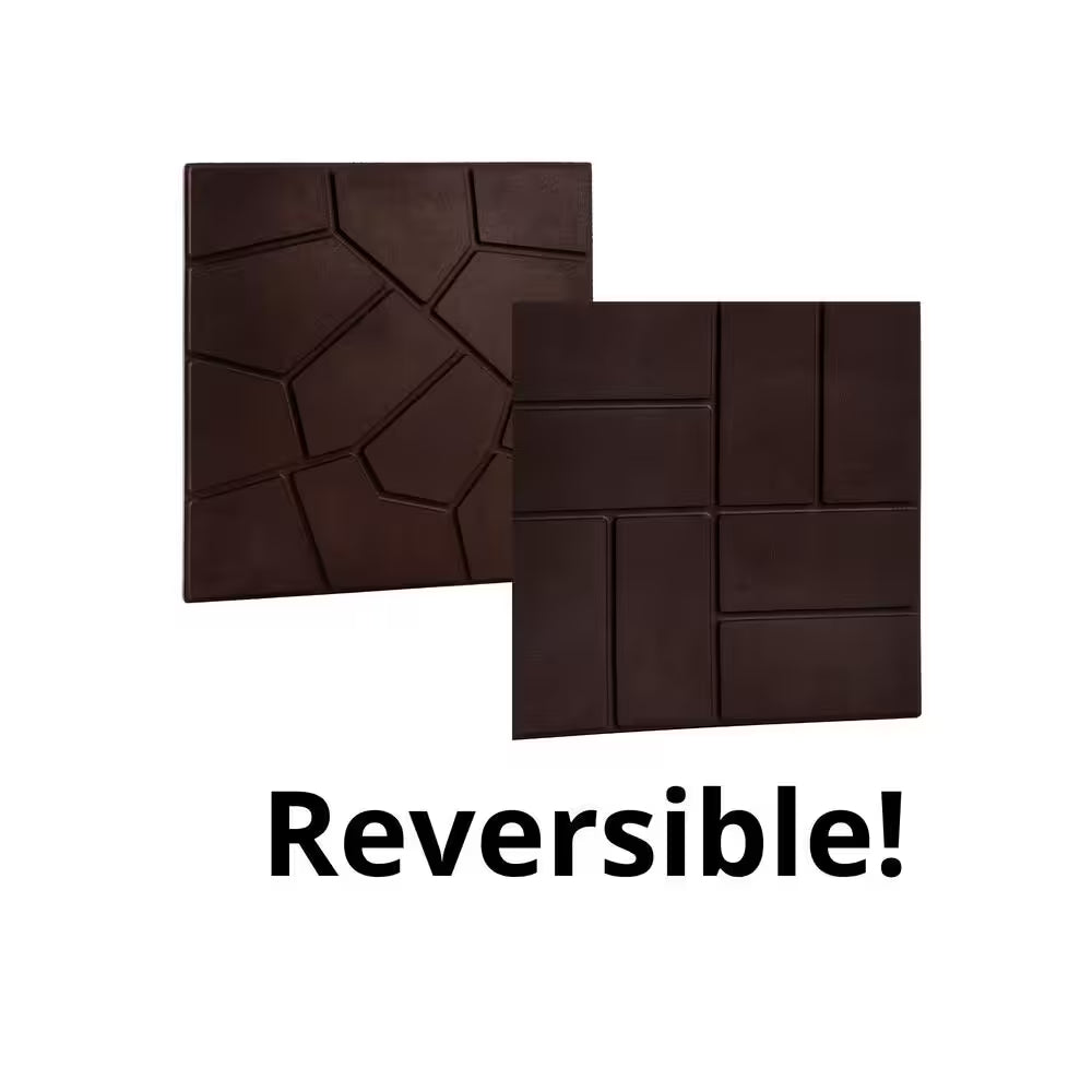 15.5 In. X 15.5 In. Square Brown Cobblestone/Brick Dual-Sided 100% Recycled Rubber Paver (6-Pack)