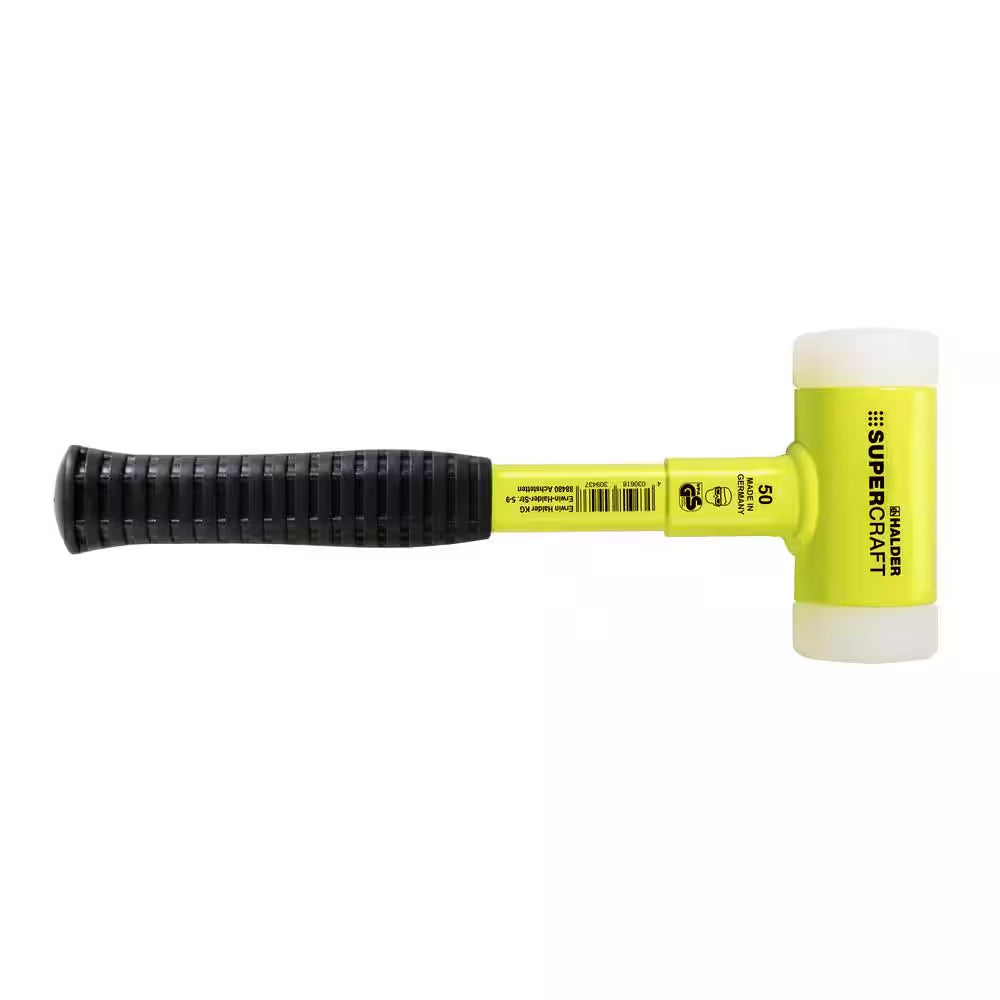 Halder 3.75 Lb. Dead-Blow Hammer with Steel Handle Rubber Grip and Replaceable Nylon Face Inserts