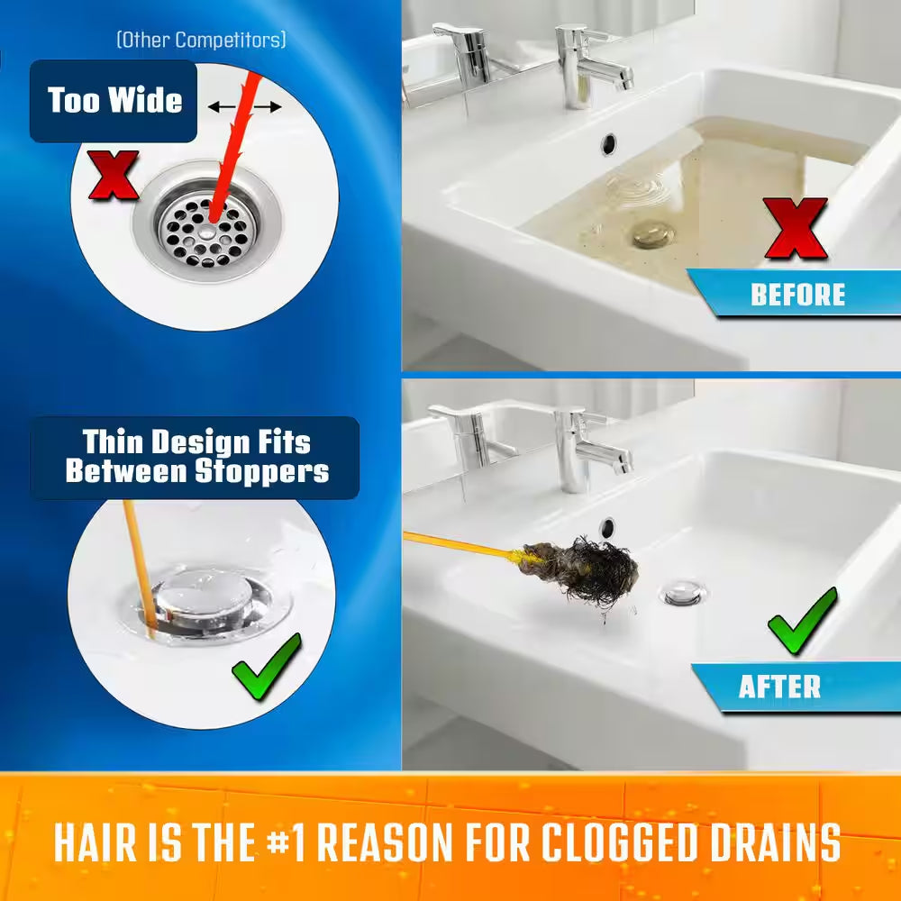 Hair Clog Tool Starter Kit for Drain Cleaning (3-Piece)