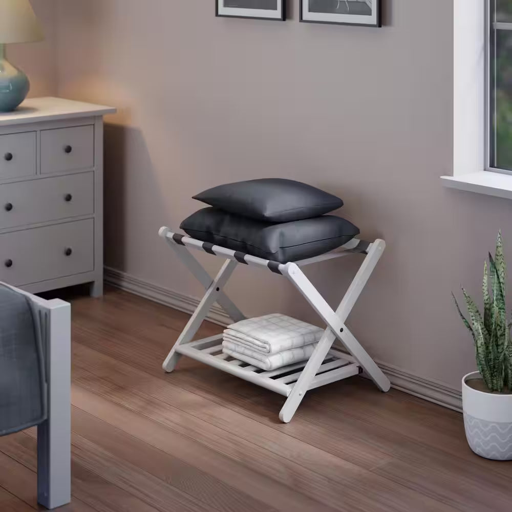Winsome Reese White Luggage Rack with Shelf
