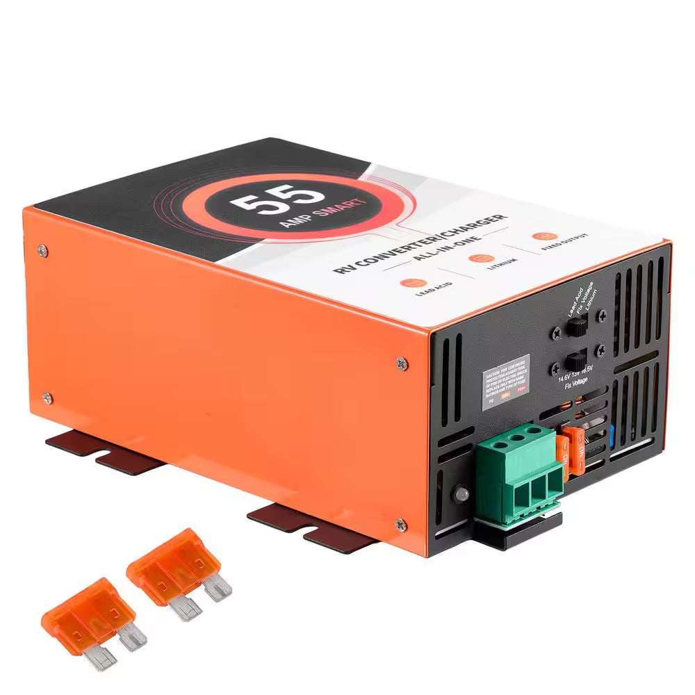 RV Power Converter, 55 Amp, 110V AC to 12V DC RV Converter Battery Charger, Multi Stage Smart Charging, for Camper
