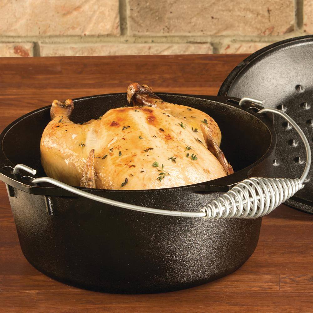 Lodge 5 qt. Cast Iron Dutch Oven with Lid and Spiral Bail Handle