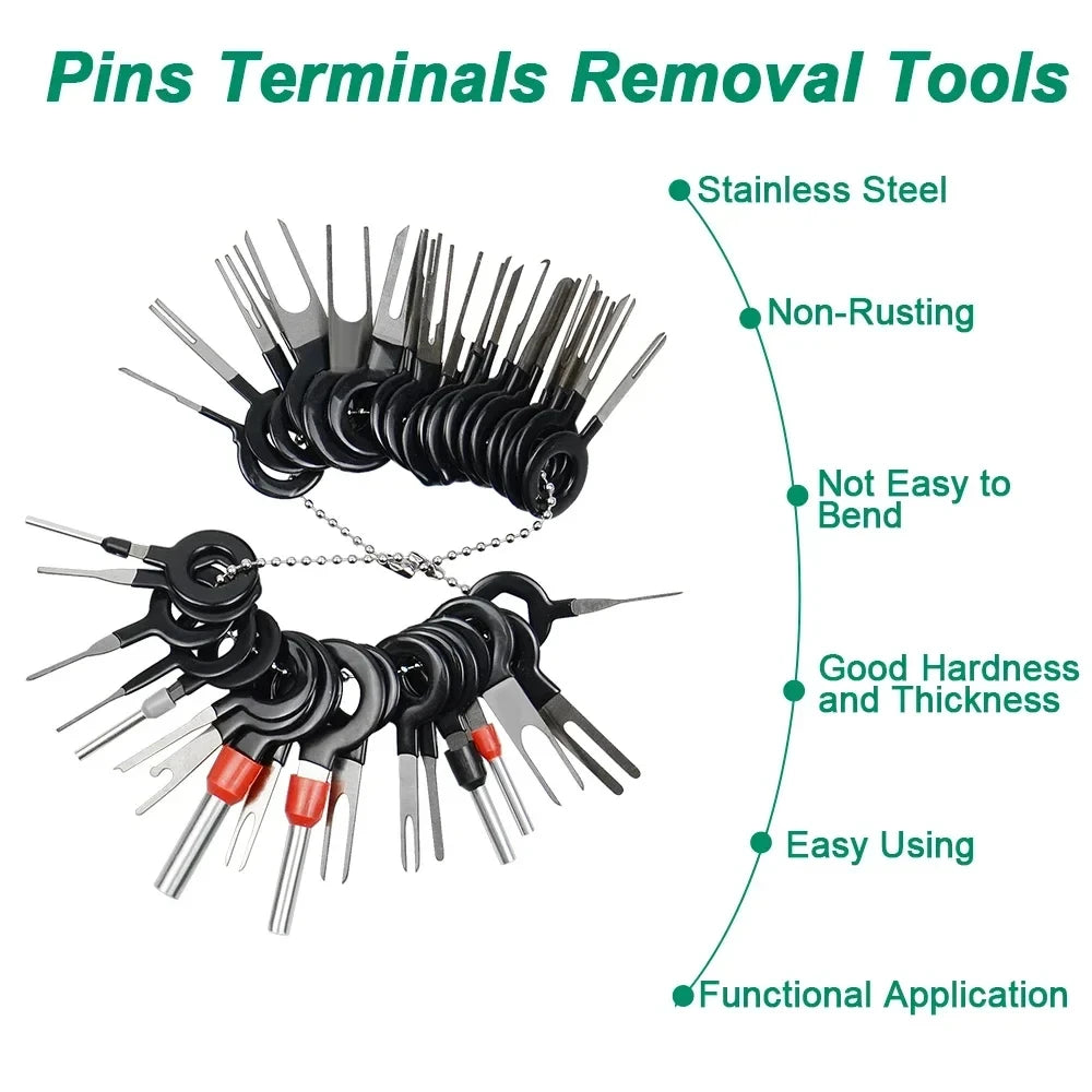 59Pcs Car Terminal Universal Removal Kit Pin Remover Wire Plug Connector Extractor Puller Repairing Disassembly Tool
