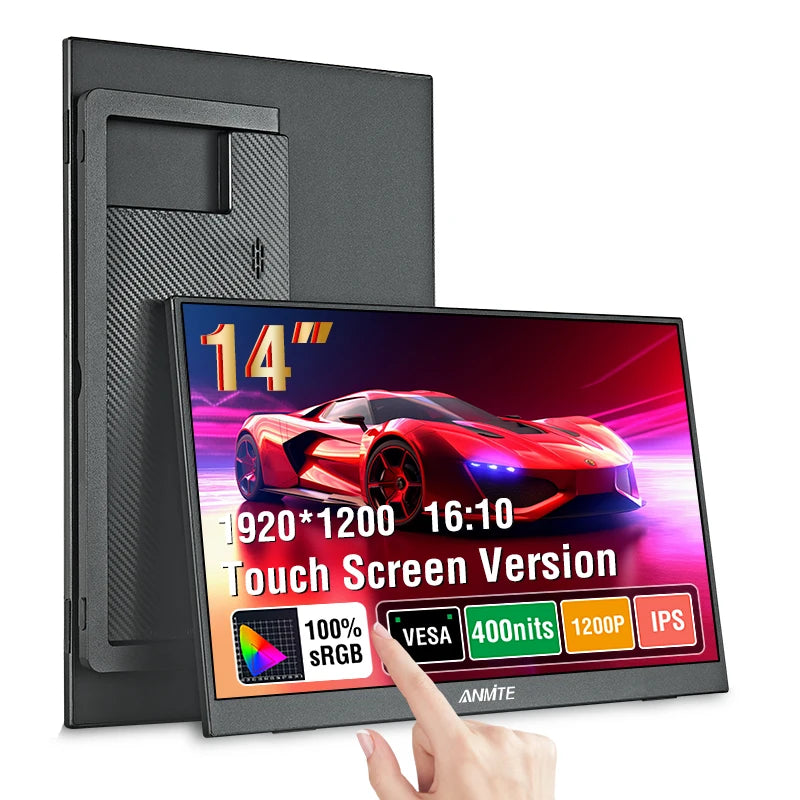 14 Inch Portable Touch Monitor Non-Touch Optional 16:10 400Cd/M2 Gaming Computer Expand Display for Xbox PS4/5 Switch Loptop