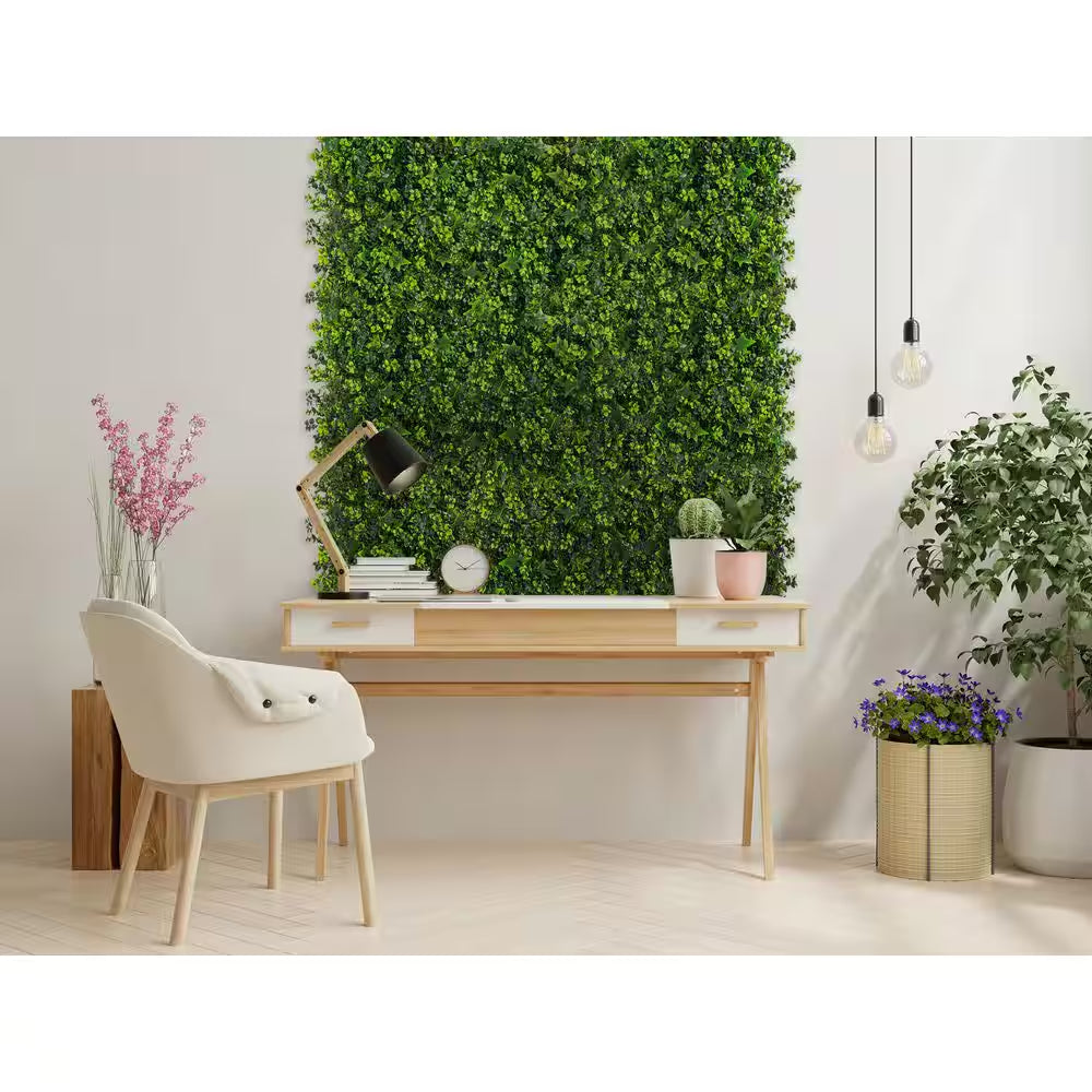 2 In. Green Artificial Mix Leaf 20 In. X 20 In. Foliage Panel (2-Piece)