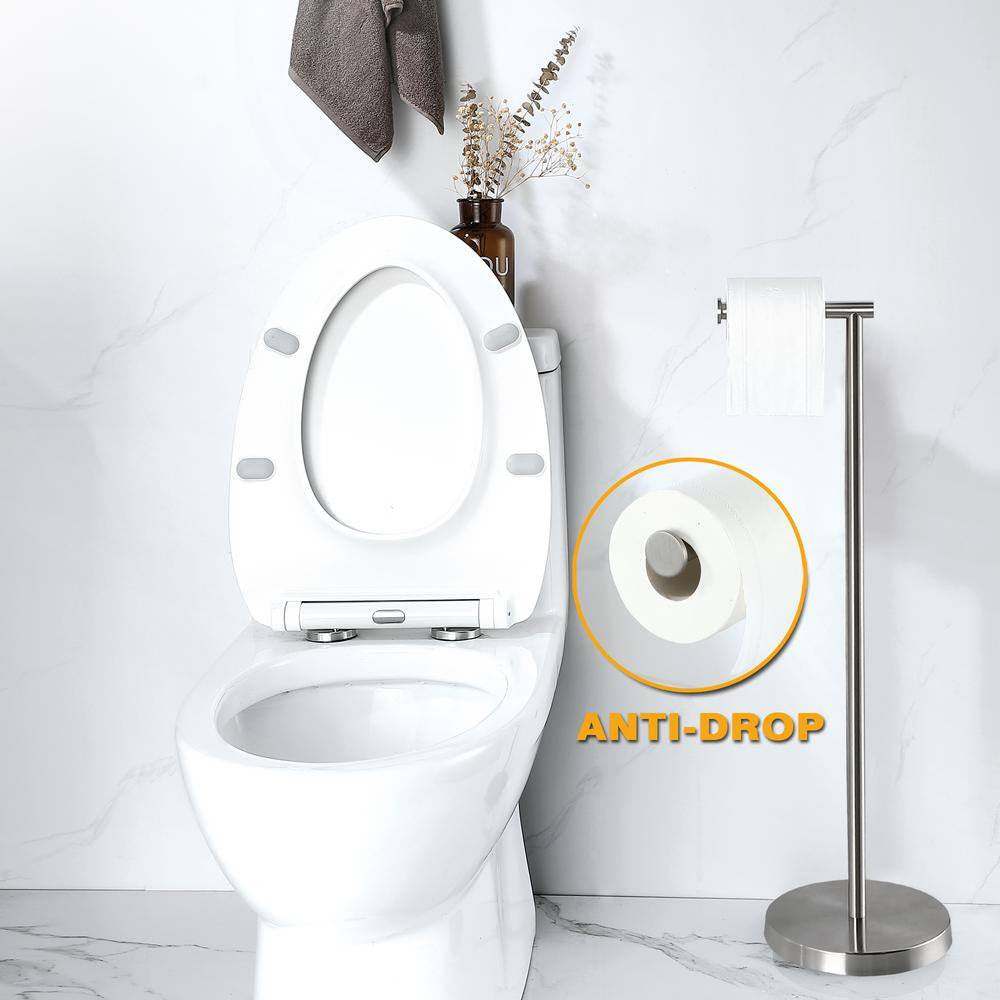 Bathroom Freestanding Toilet Paper Holder Tissue Roll Holder in Stainless Steel Brushed Nickel
