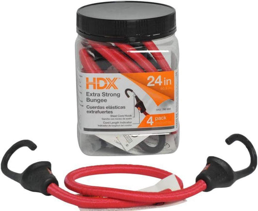 HDX  24 in. Super Strong Bungee Cord (4-Pack)