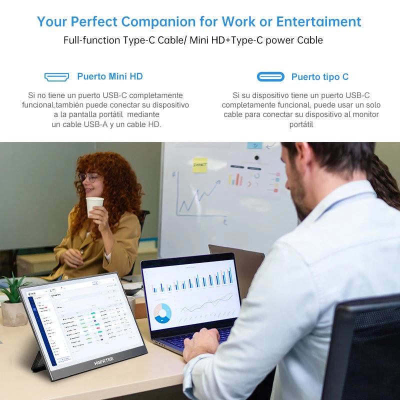 15.6 Inch Portable Monitor, FHD-IPS Laptop External Second Screen, Gaming Extended Display with Type-C HDMI