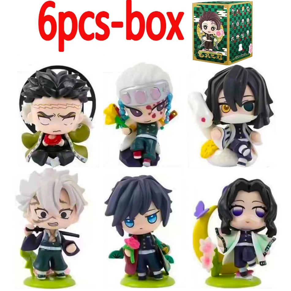 1-12Pcs Anime Demon Slayer Blind Box Tanjiro Kamado Nezuko Cartoon Figure PVC Model Ornament Child Christmas Halloween Gift