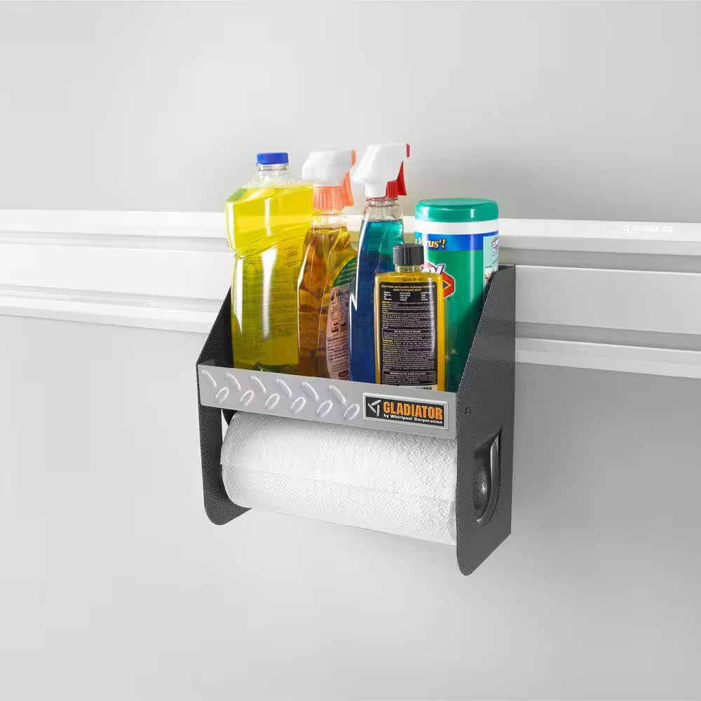 12 In. W X 6.5 In. D Silver Tread Plate Steel Clean-Up Caddy Garage Storage for Geartrack or Gearwall