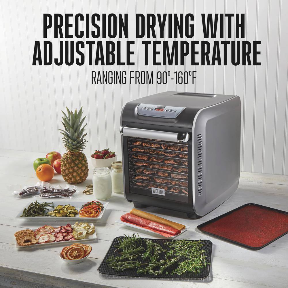 Weston 10-Tray Grey Food Dehydrator with Oven-Style Door