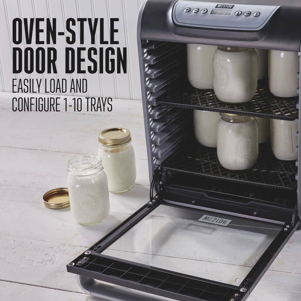 Weston 10-Tray Grey Food Dehydrator with Oven-Style Door