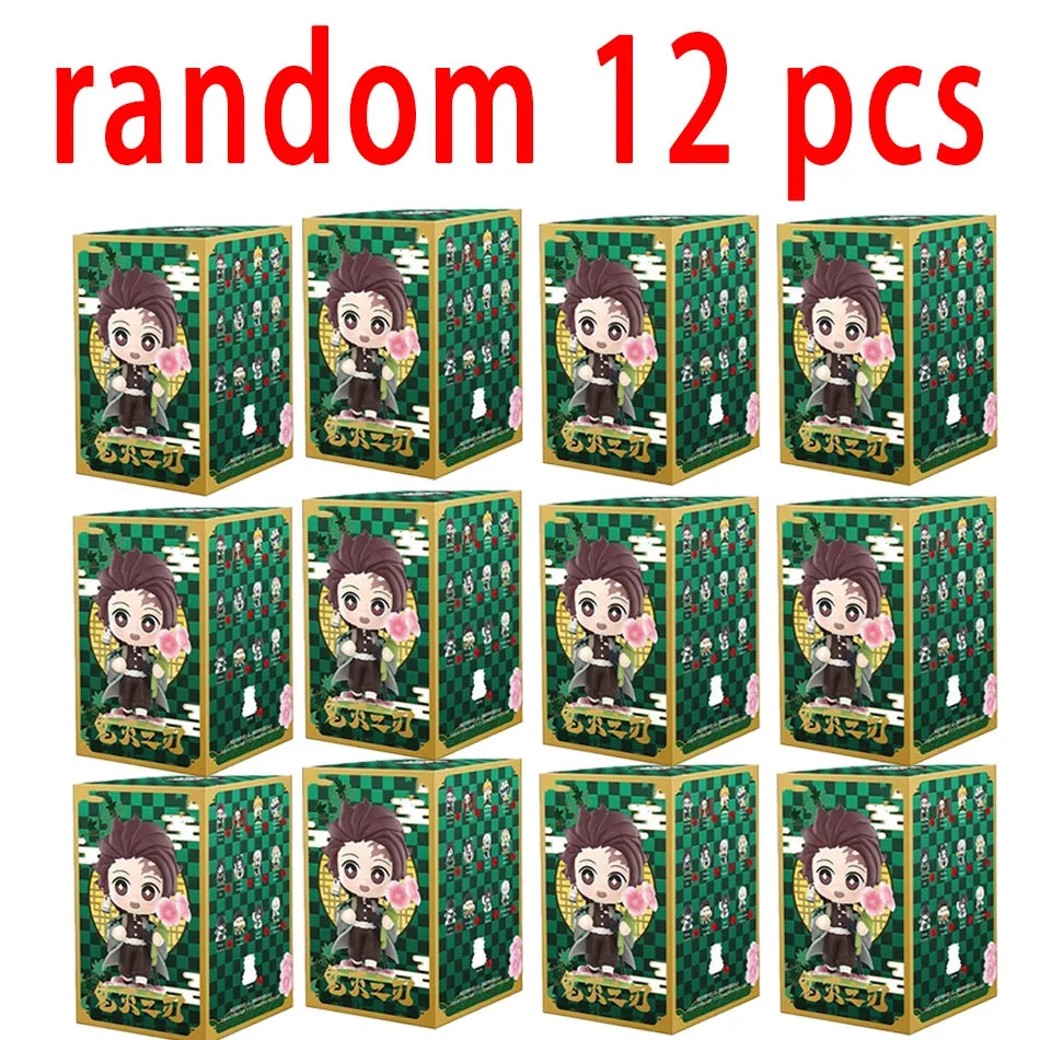 1-12Pcs Anime Demon Slayer Blind Box Tanjiro Kamado Nezuko Cartoon Figure PVC Model Ornament Child Christmas Halloween Gift