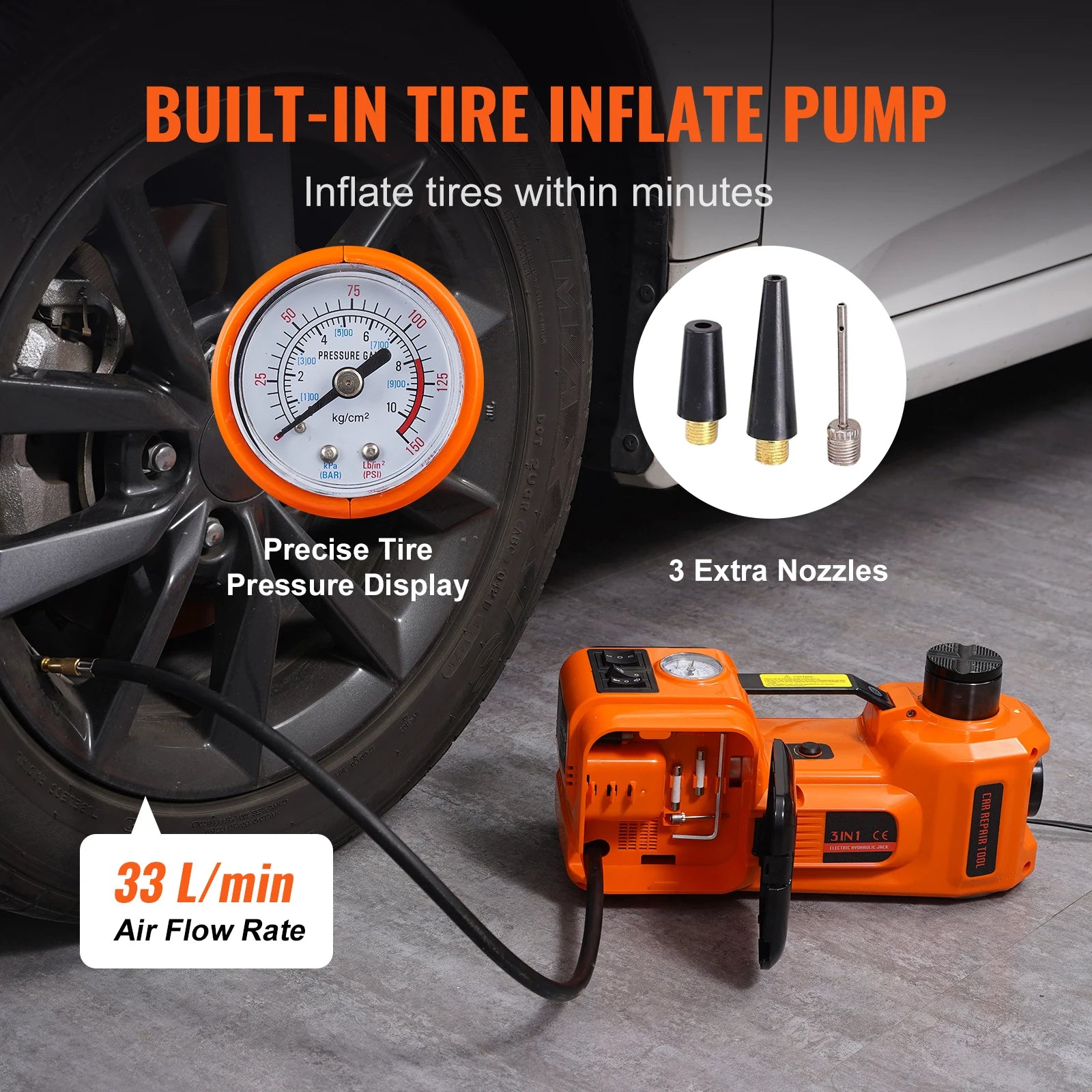 5 Ton Electric Car Jack 11023 LBS Hydraulic Jack Lift Portable Car Jack for SUV Sedan Truck Change Tires Garage Repair