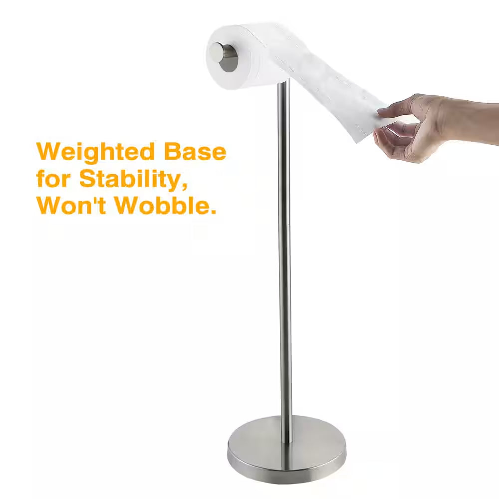 Bathroom Freestanding Toilet Paper Holder Tissue Roll Holder in Stainless Steel Brushed Nickel