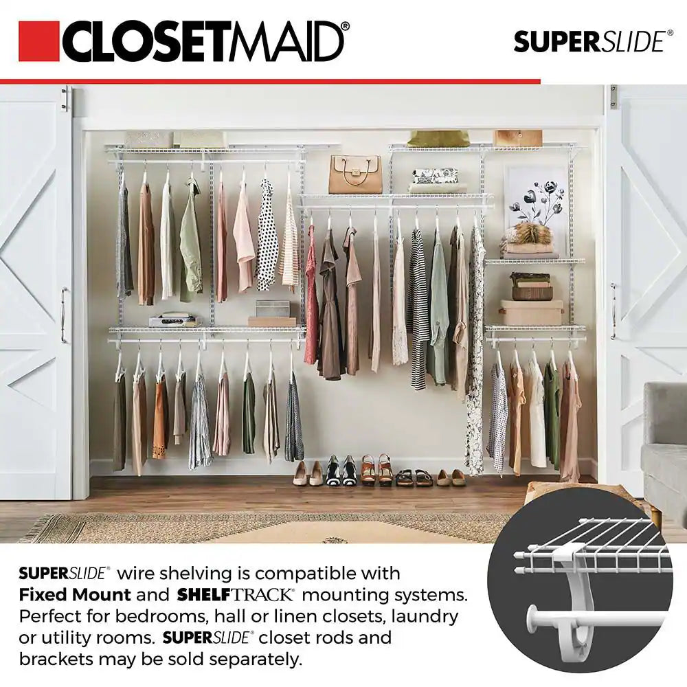 Superslide 72 In. L X 12 In. D White Wire Closet Shelf
