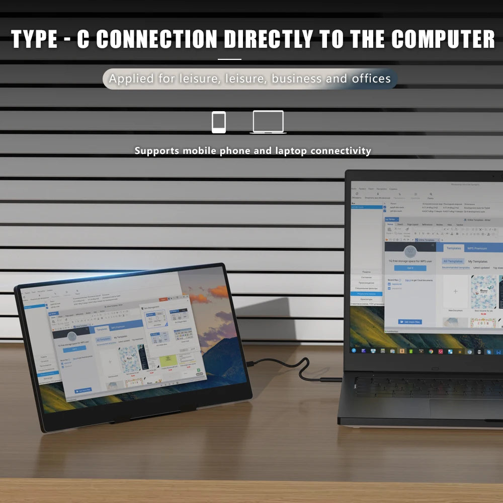 N140-S36 Portable Display 14 Inch 60Hz Resolution 1366*768 TN Panel 250Cd/㎡ Brightness 3Ms Response Portable Monitor