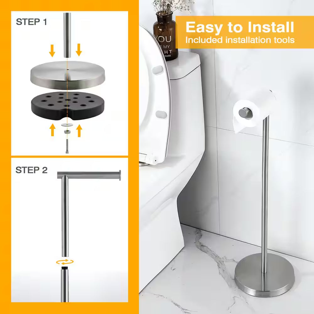 Bathroom Freestanding Toilet Paper Holder Tissue Roll Holder in Stainless Steel Brushed Nickel