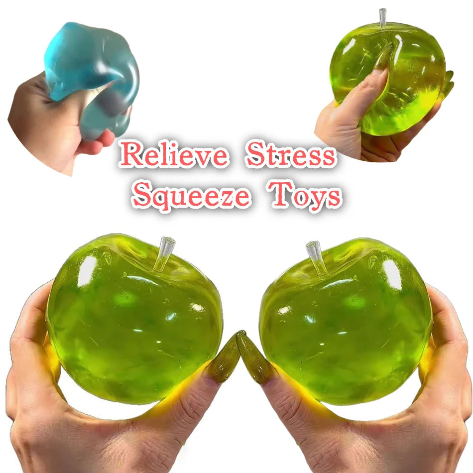 Squishy Green Apple Stress Ball Soft Fidget Sensory Toy for ADHD Autism Slow Rebound Squeeze Toy for Adults Funny Christmas Gift