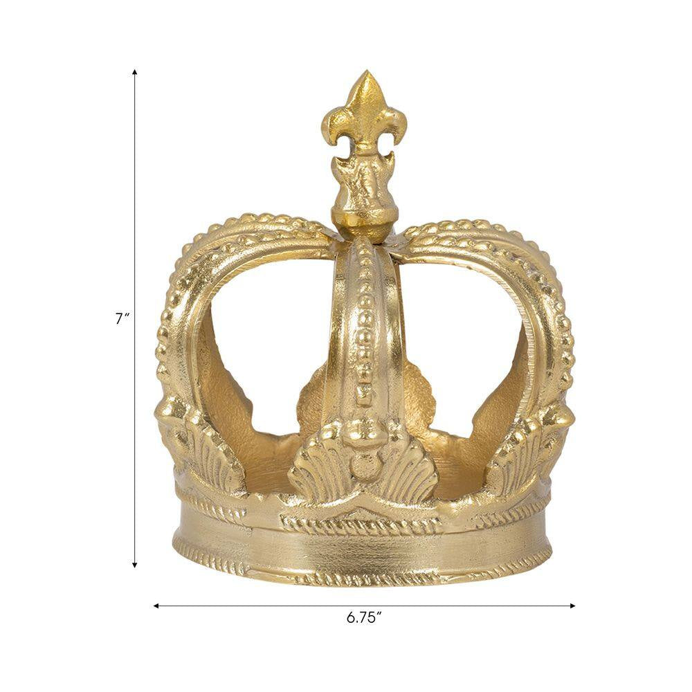 6.25 In. X 7 In. Gold Metal Decorative Embossed Crown Figurine