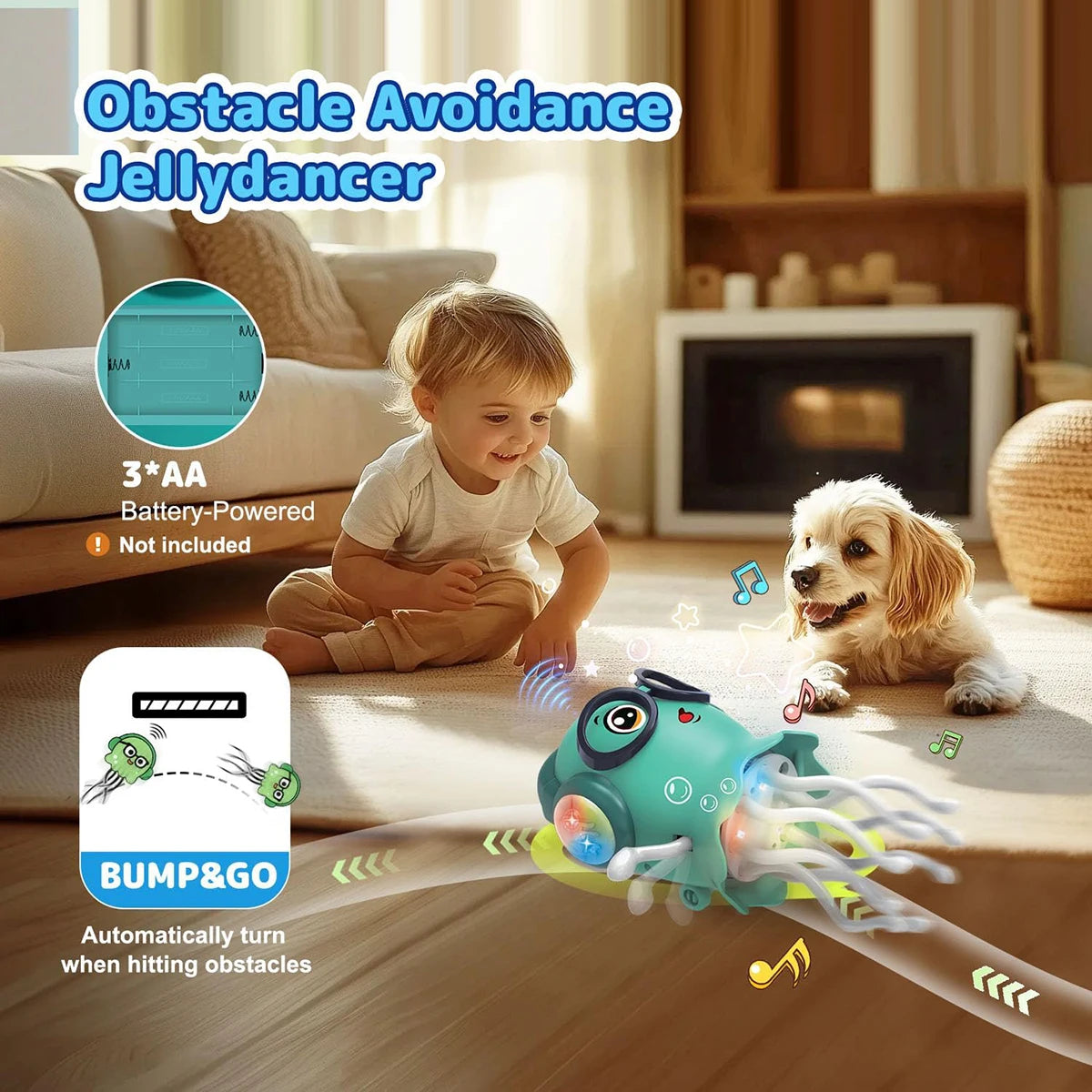 Auto-Sensing Avoiding Dancing Jellyfish Kid Electronic Pet Toys Cartoon LED Development Education Toddler Creative Birthday Gift