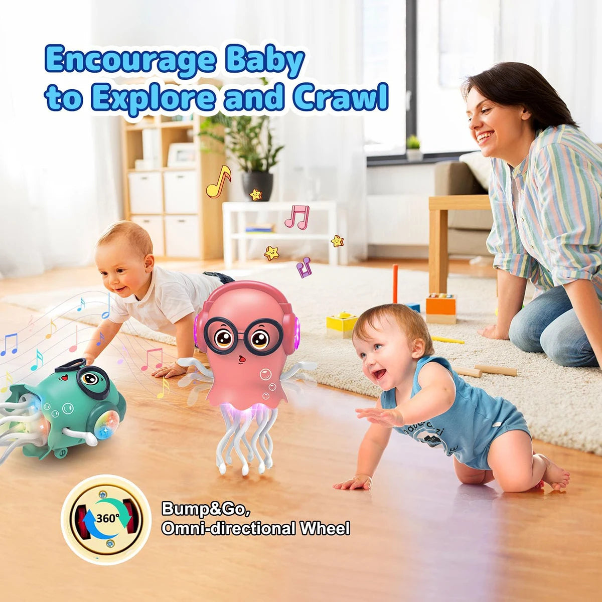 Auto-Sensing Avoiding Dancing Jellyfish Kid Electronic Pet Toys Cartoon LED Development Education Toddler Creative Birthday Gift