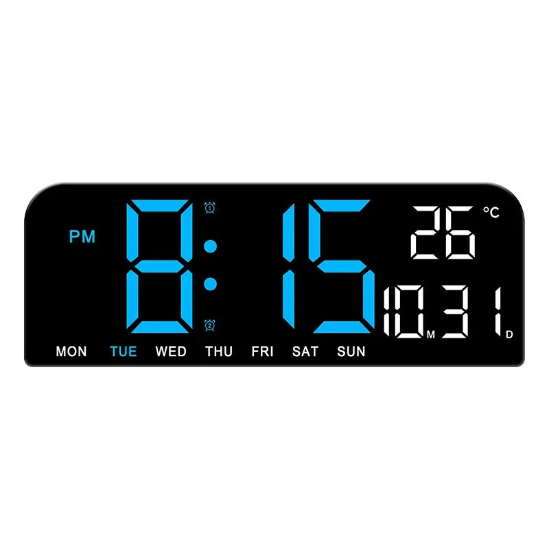 Large Digital Wall Clock Temp Date Week Display USB Powered Table Clock Wall-Mounted Dual Alarms LED Clocks