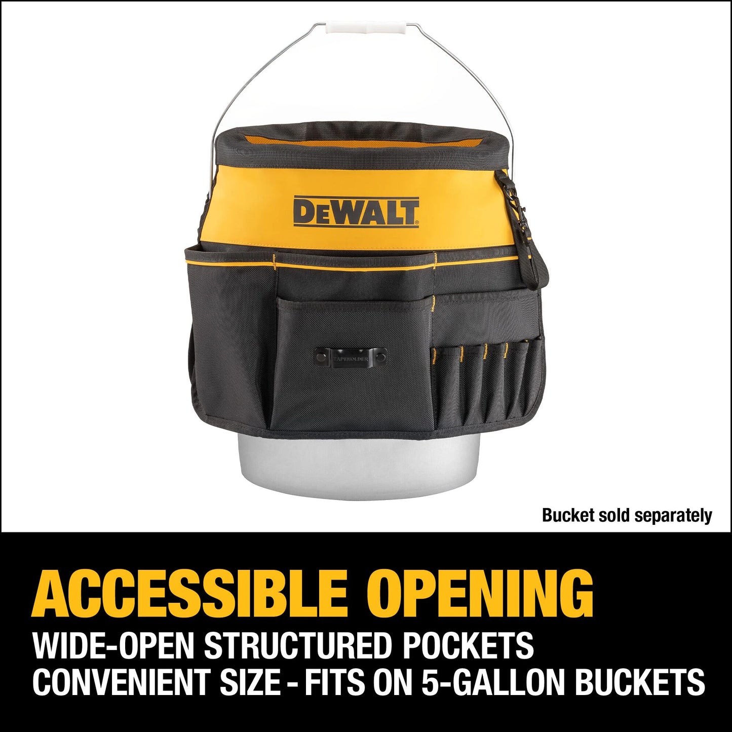 Black - Yellow Ballistic Nylon 2-In W X 19.625-In D X 19.75-In L 5-Gallon Bucket Organizer