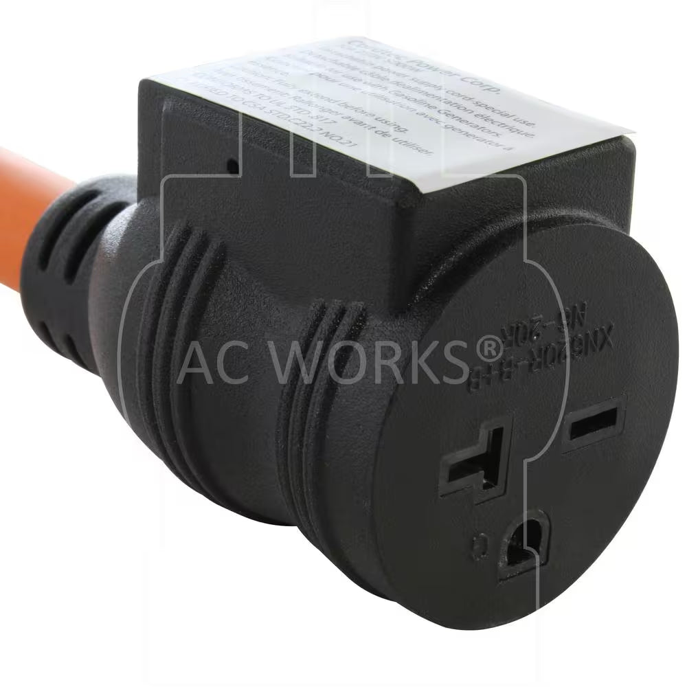 1.5 Ft. 30 Amp 3-Prong L6-30P Locking Plug to 6-15/20 Outlet with 20 Amp Breaker