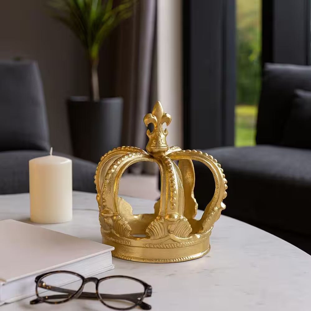 6.25 In. X 7 In. Gold Metal Decorative Embossed Crown Figurine