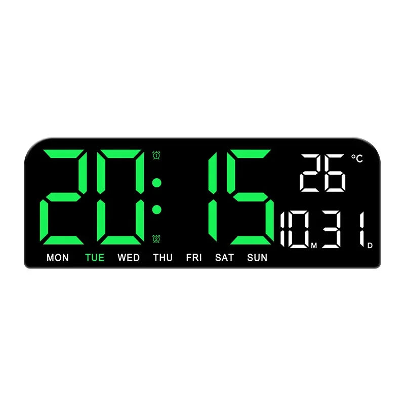 Large Digital Wall Clock Temp Date Week Display USB Powered Table Clock Wall-Mounted Dual Alarms LED Clocks
