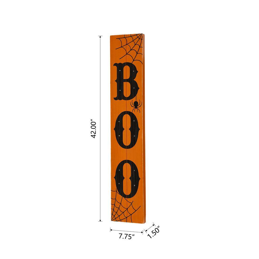 Glitzhome 42 in. H Lighted Wooden BOO Halloween Porch Sign