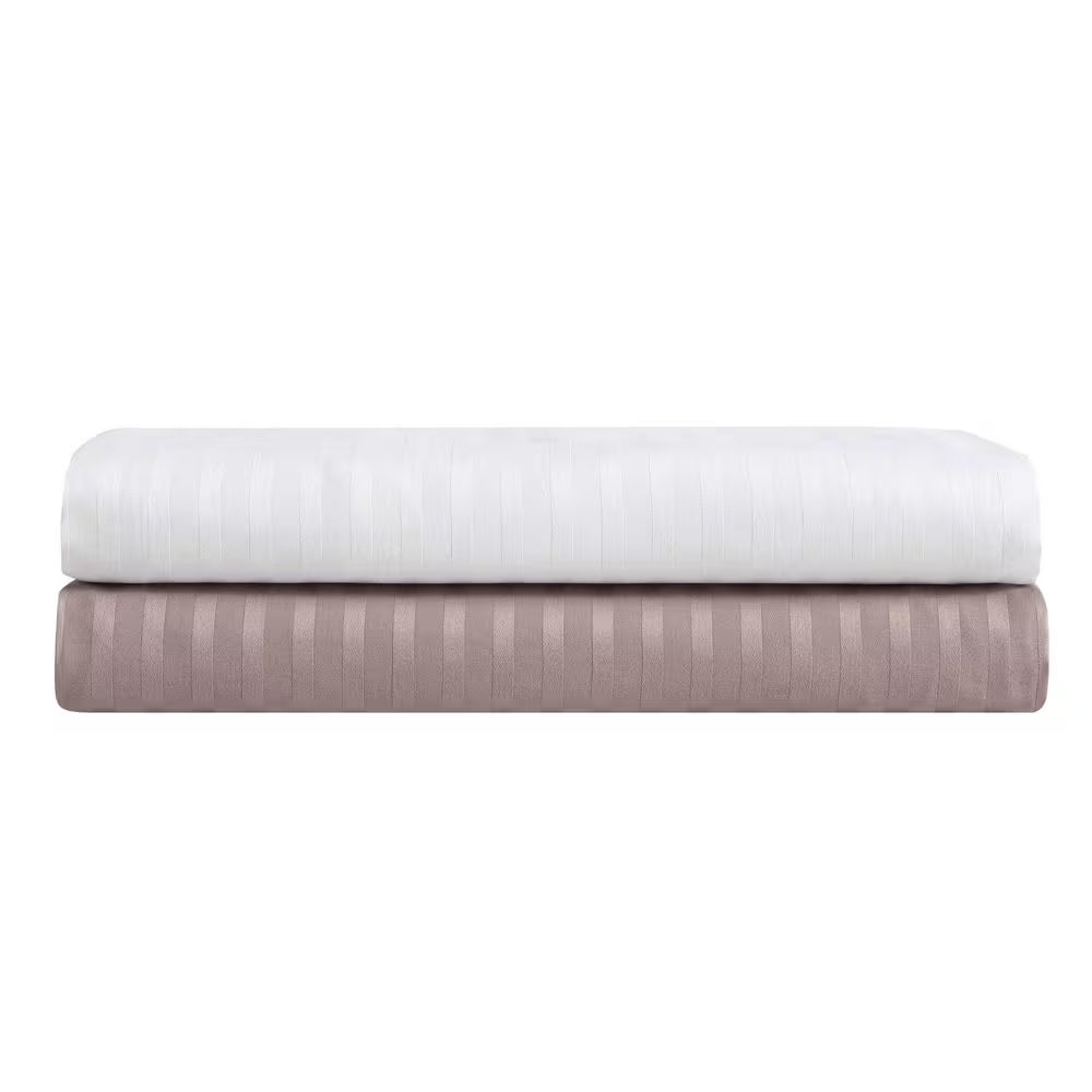 Dobby Stripe 4-Piece Dusk Pink Cotton Queen Sheet Set