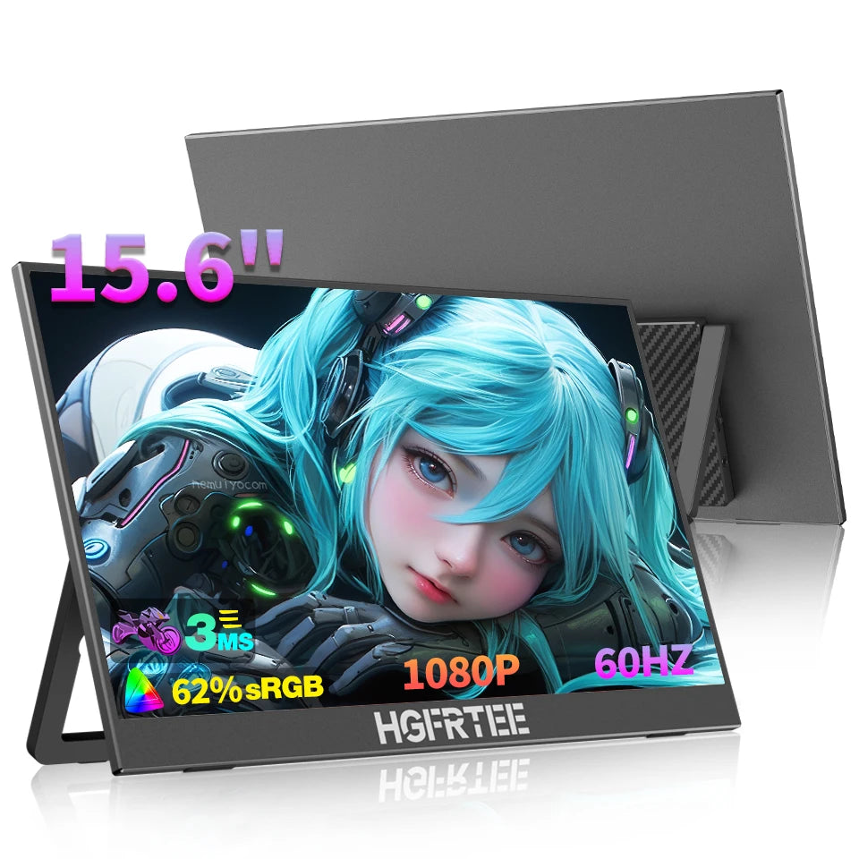 15.6 Inch Portable Monitor, FHD-IPS Laptop External Second Screen, Gaming Extended Display with Type-C HDMI