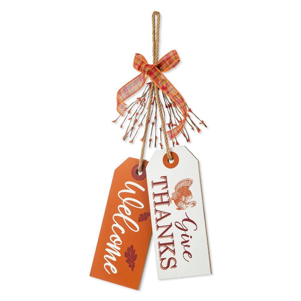 Glitzhome 24 in. H Thanksgiving Wooden "Give Thanks" Door Hanger