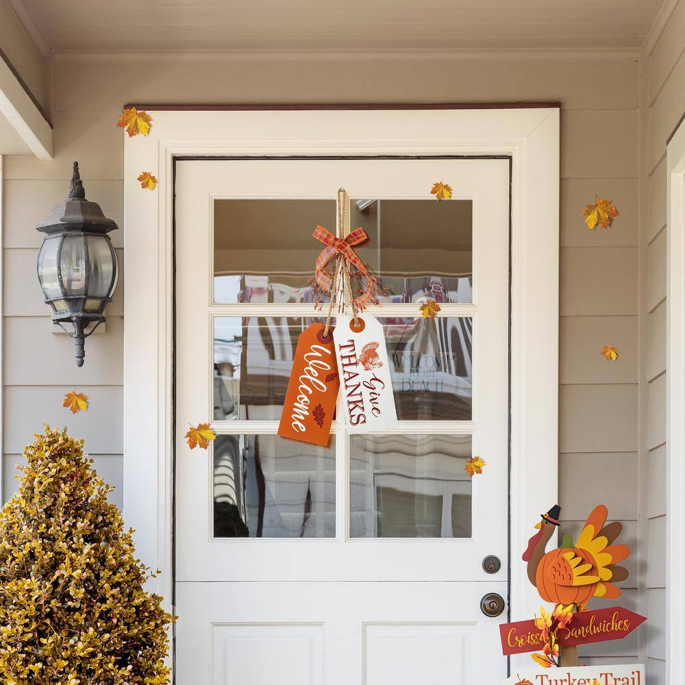 Glitzhome 24 in. H Thanksgiving Wooden "Give Thanks" Door Hanger